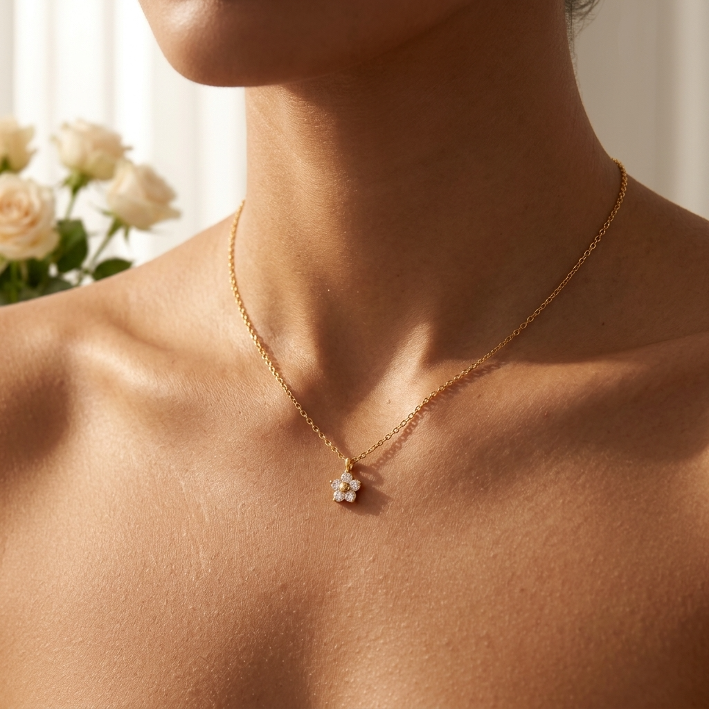 Agatha Crystal Flower Gold Necklace