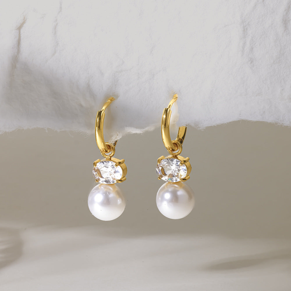 Pearl Dangle Huggies