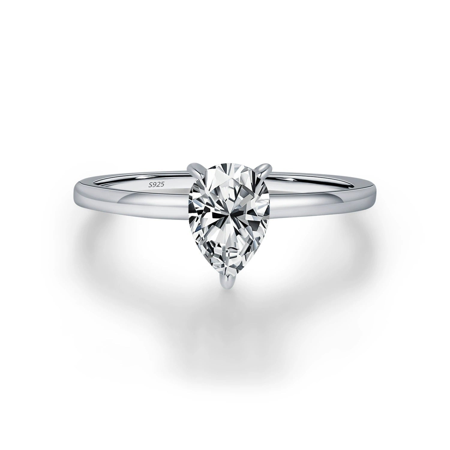 Eva Crystal Drop Silver Ring with Sparkling Crystal