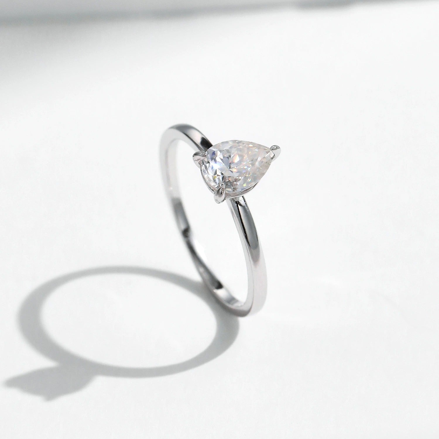 Eva Crystal Drop Silver Ring with Sparkling Crystal