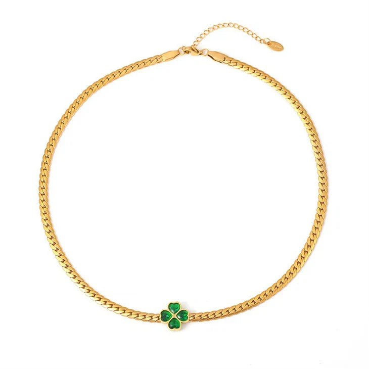 Emerald Clover Chain Necklace