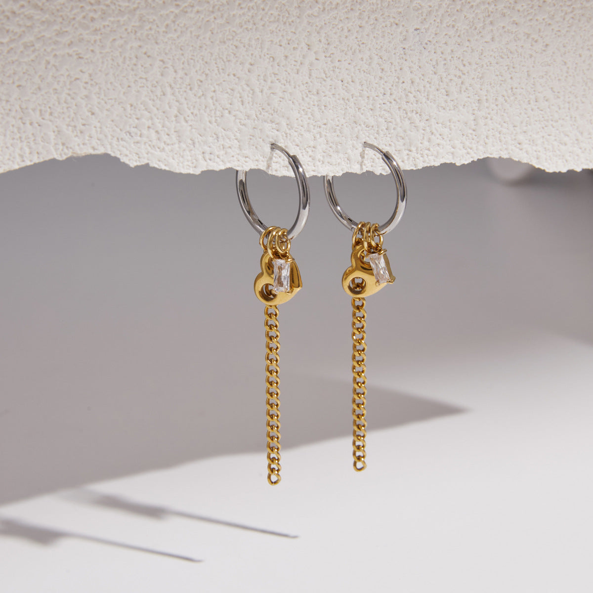 Two-Tone Charm Hoops