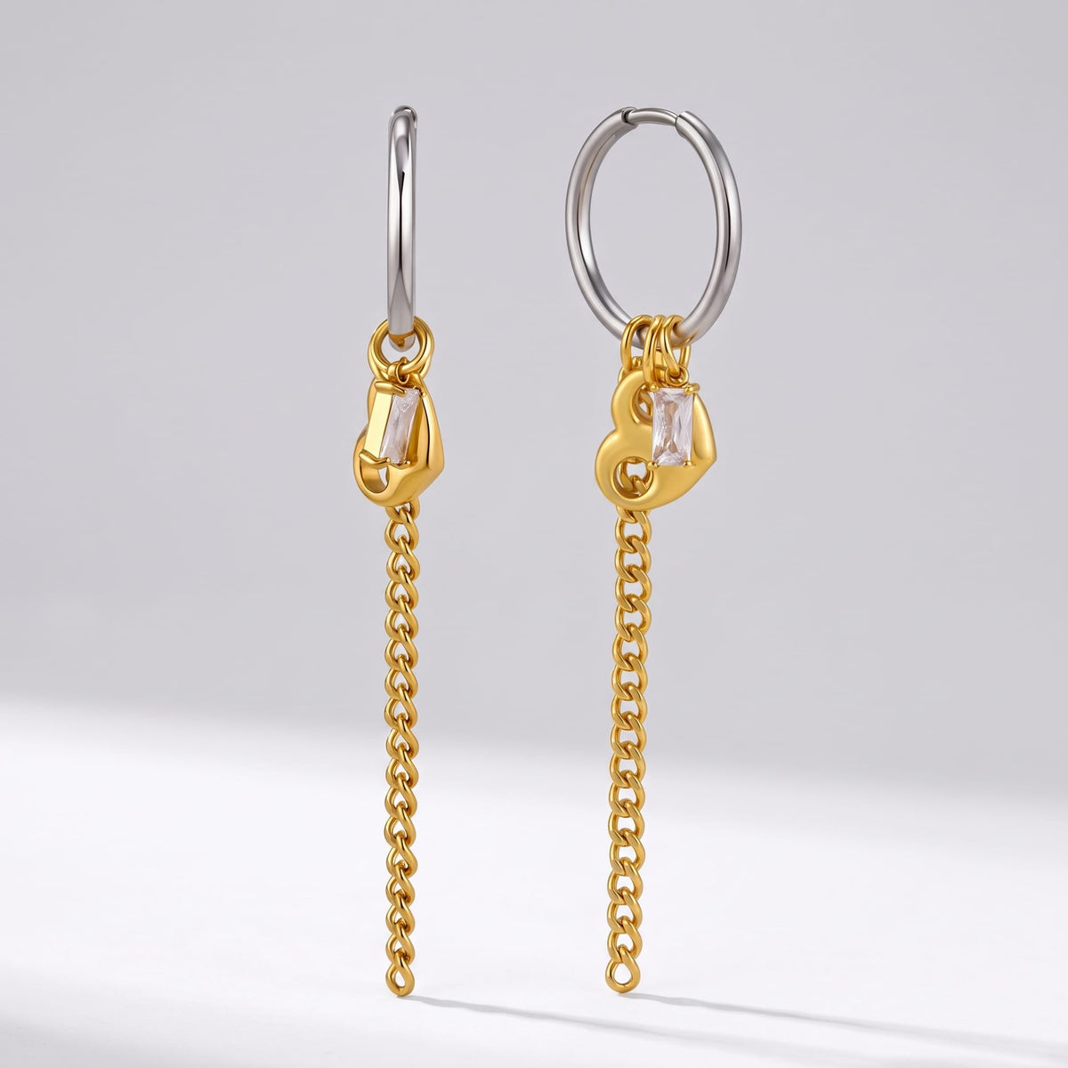 Two-Tone Charm Hoops