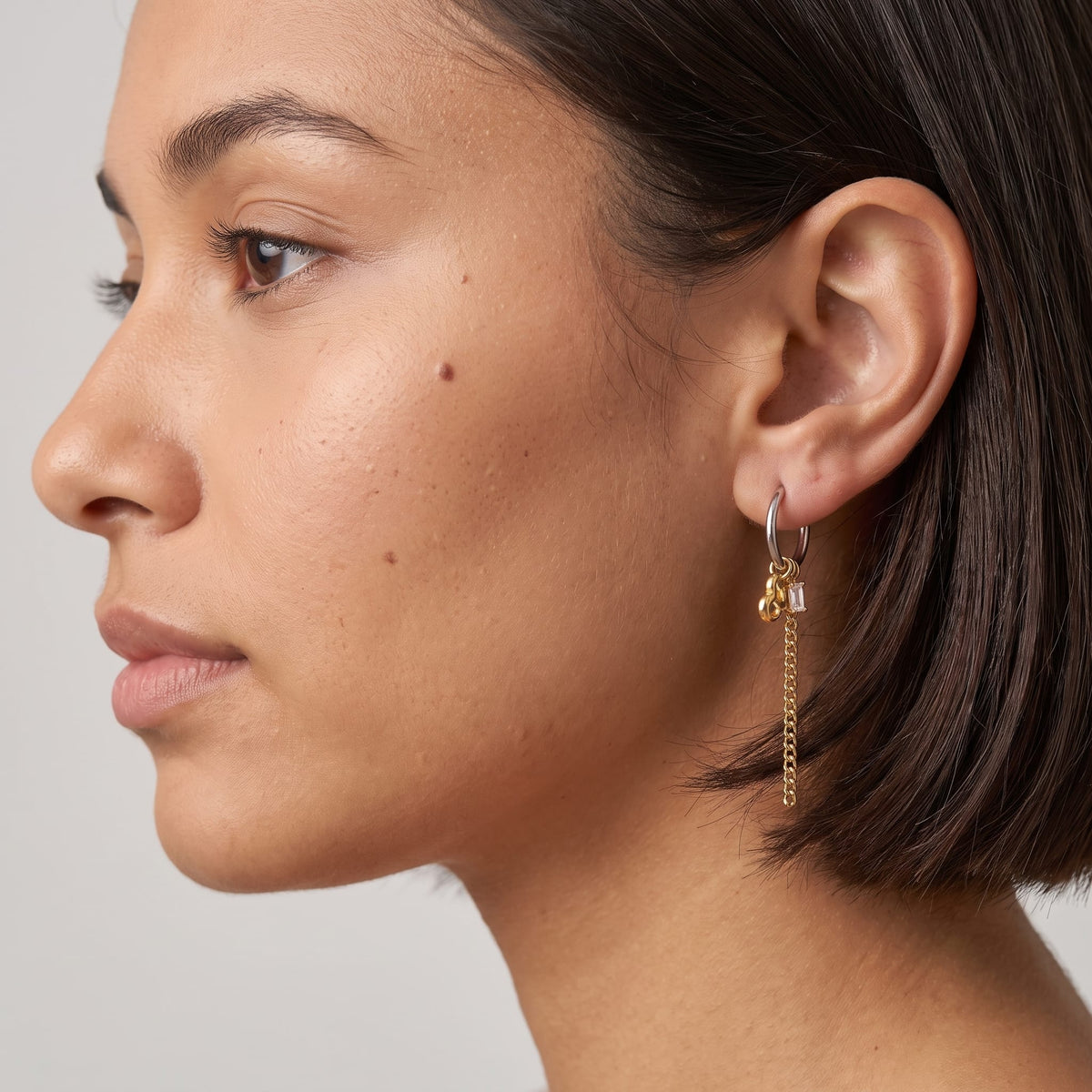 Two-Tone Charm Hoops