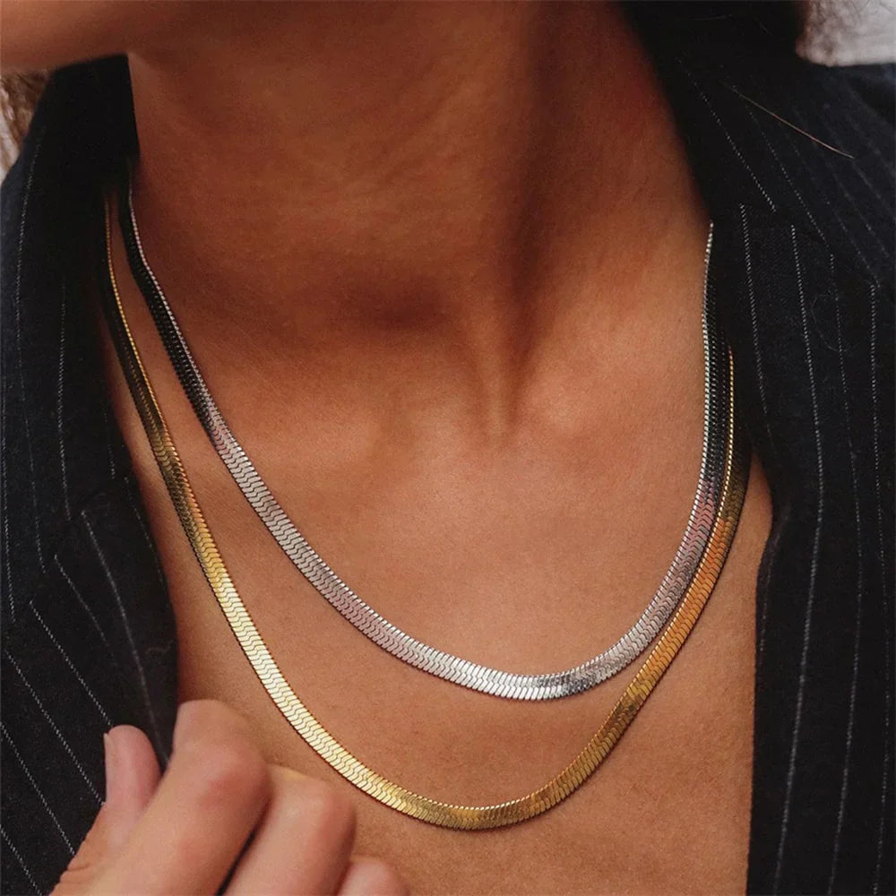 Eliza Gold Herringbone Necklace