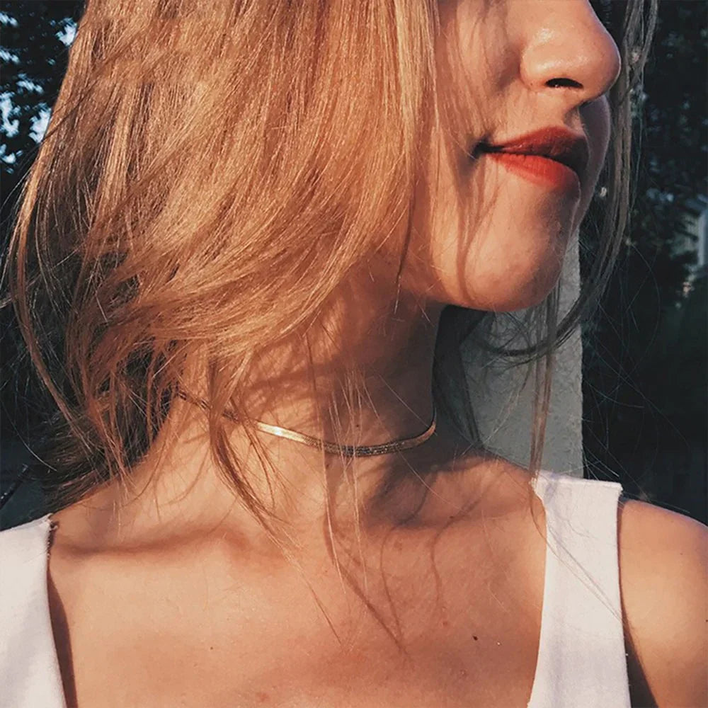 Eliza Gold Herringbone Necklace