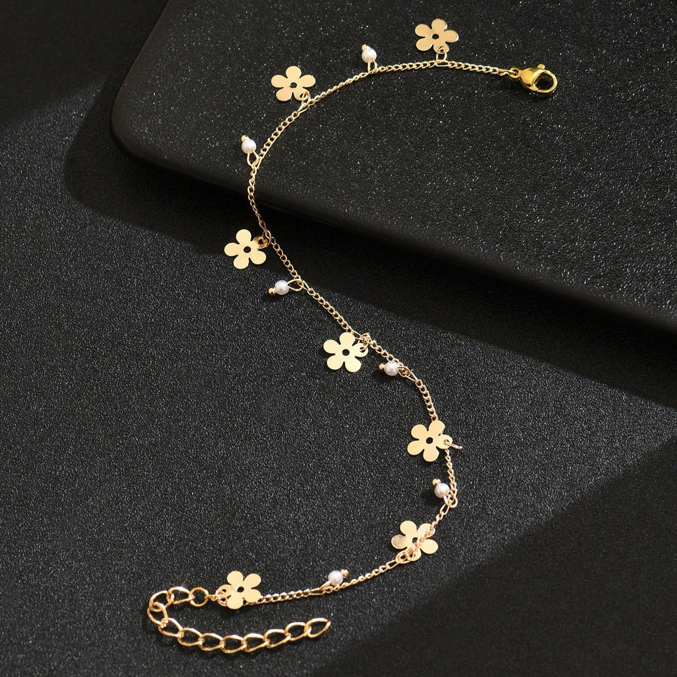 Emma Flower Gold Anklet