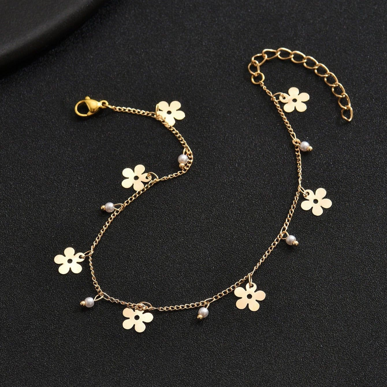 Emma Flower Gold Anklet