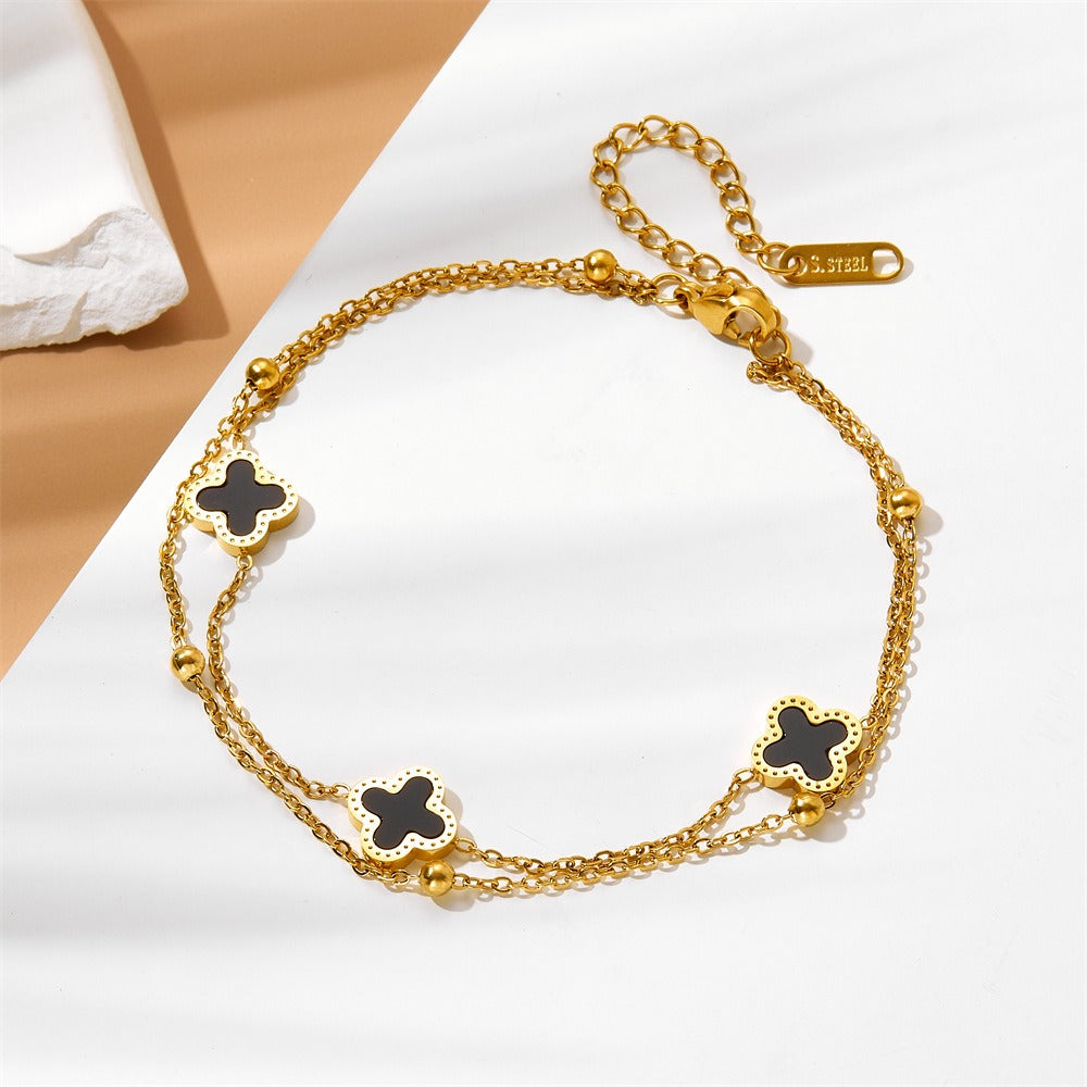 Olivia Clover Gold Anklet
