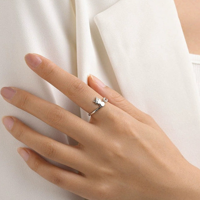 Emma Silver Kitten Ring