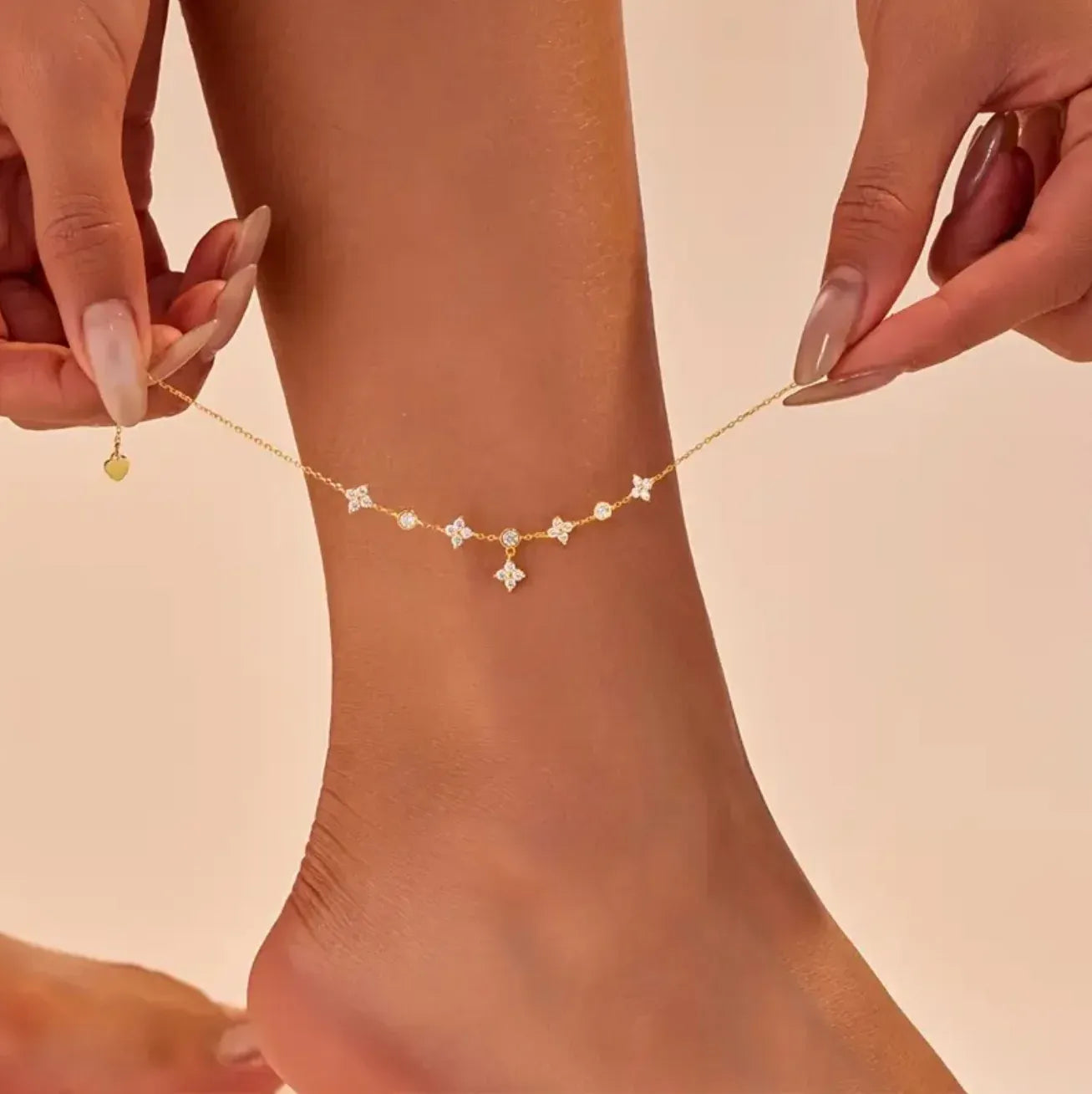 Elodie Crystal Clover Anklet