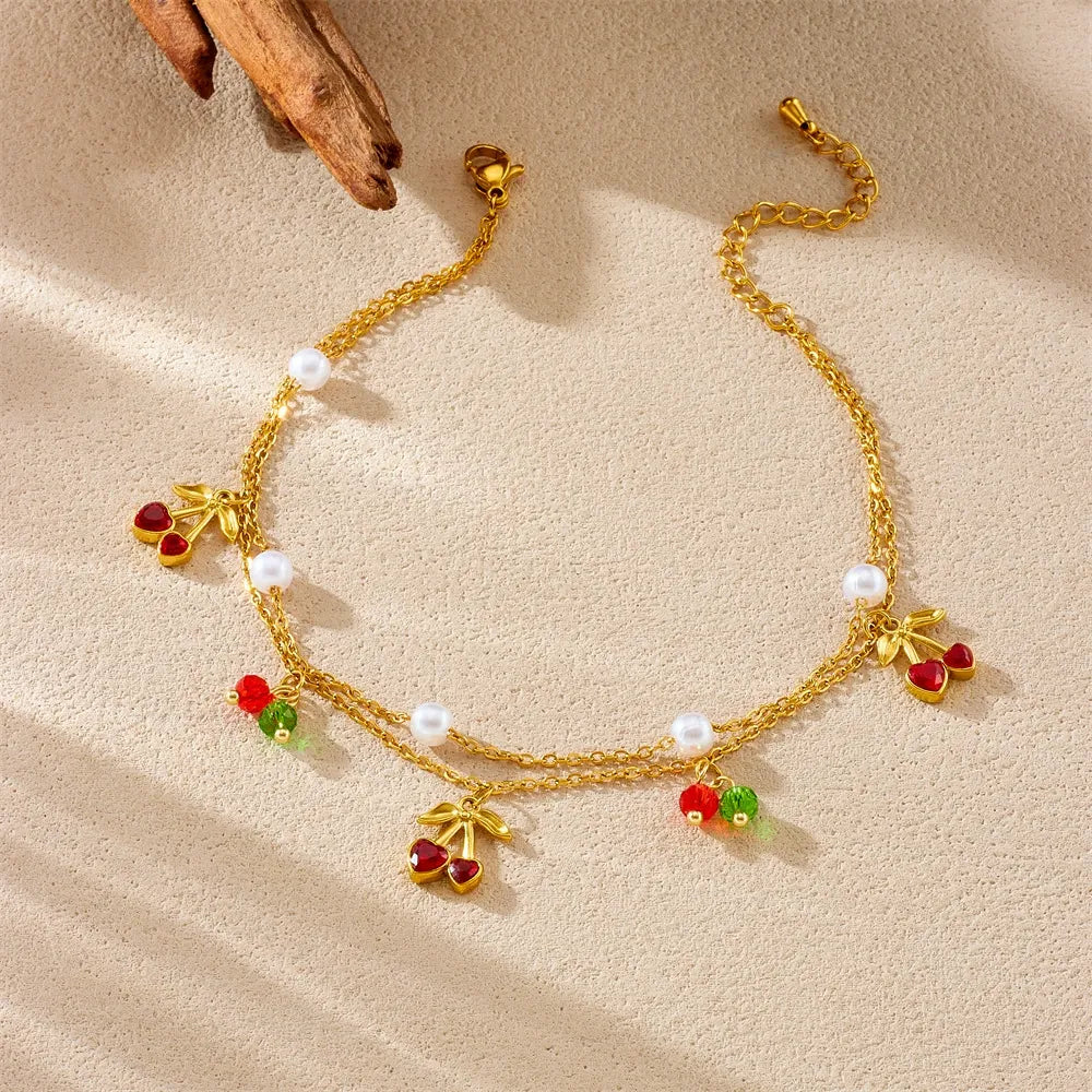 Élise Cherry Pearl Anklet