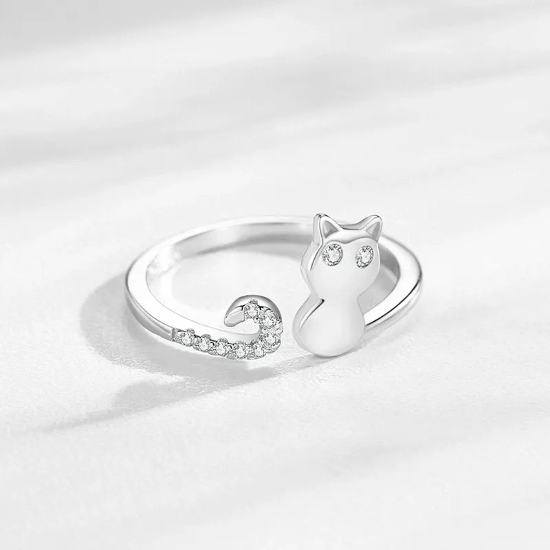 Emma Silver Kitten Ring