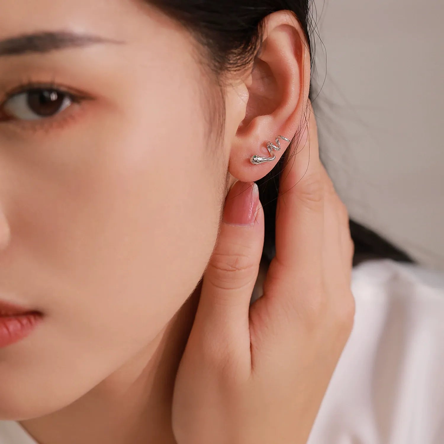 Lilou Silver Snake Earrings