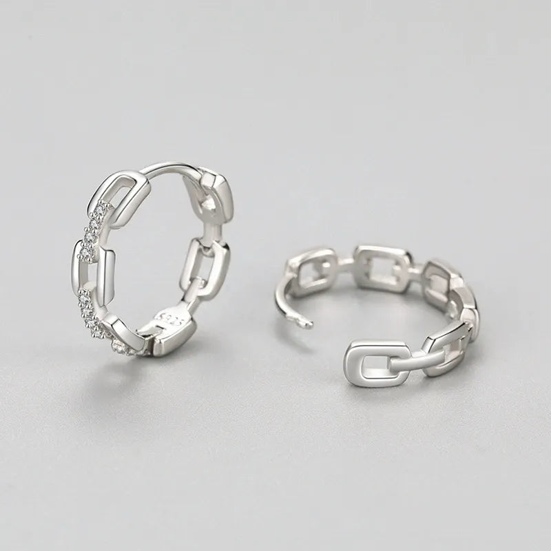 Ava Link Silver Hoops