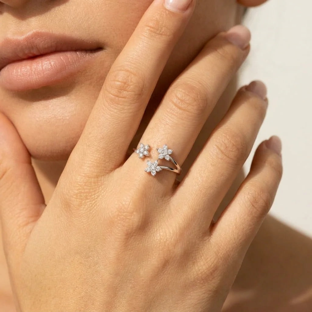 Lydia Crystal Flowers Ring