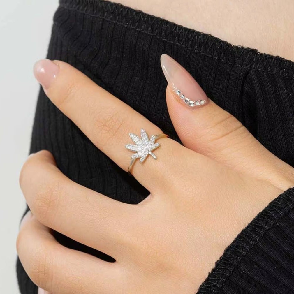 Lydia Crystal Leaf Ring