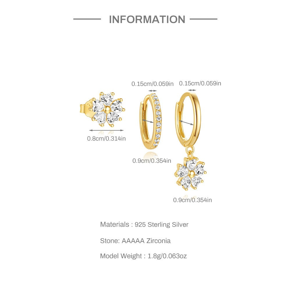 Lilly Crystal Flower Earrings Set