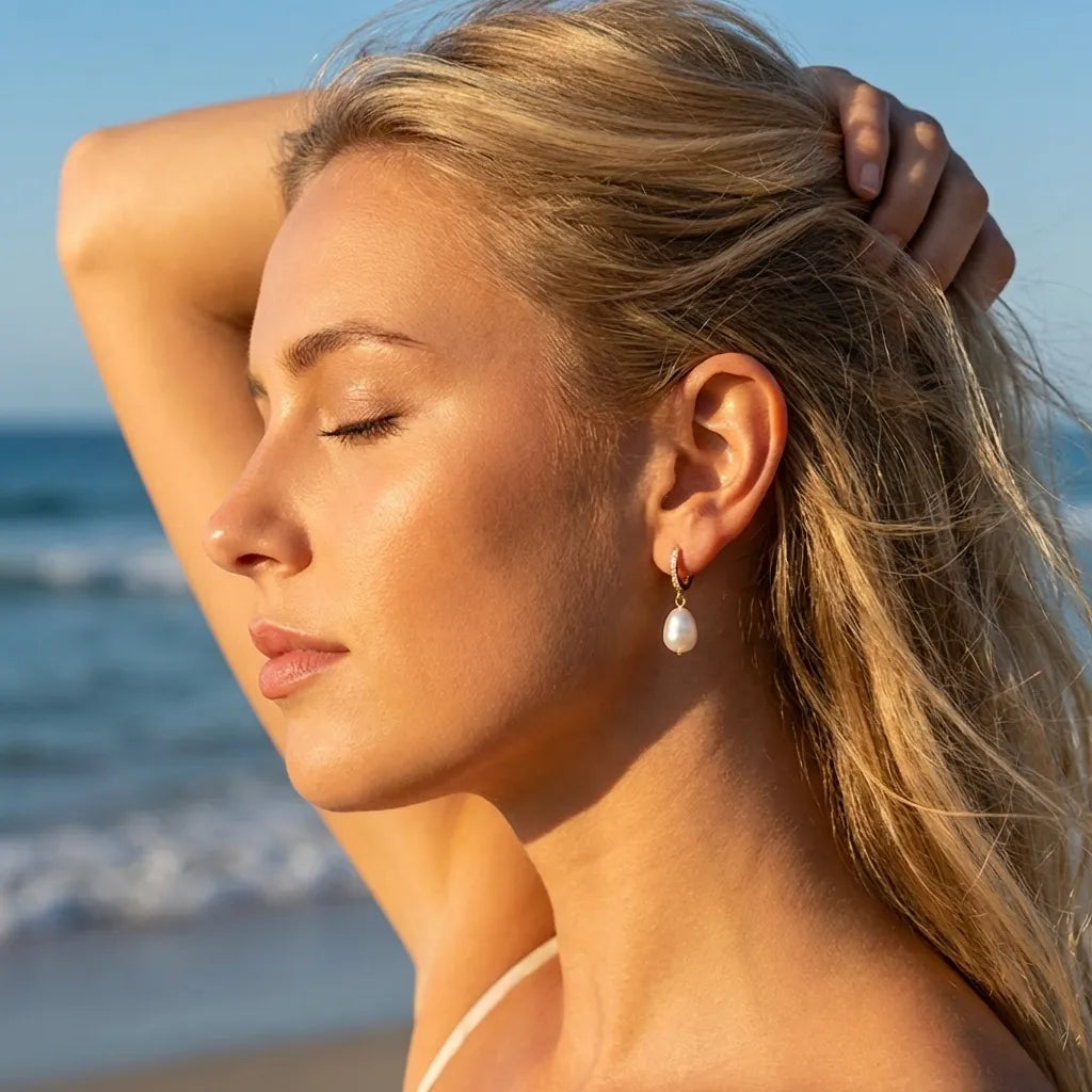 Élise Baroque Pearl Earrings with Natural Pearl Hoops