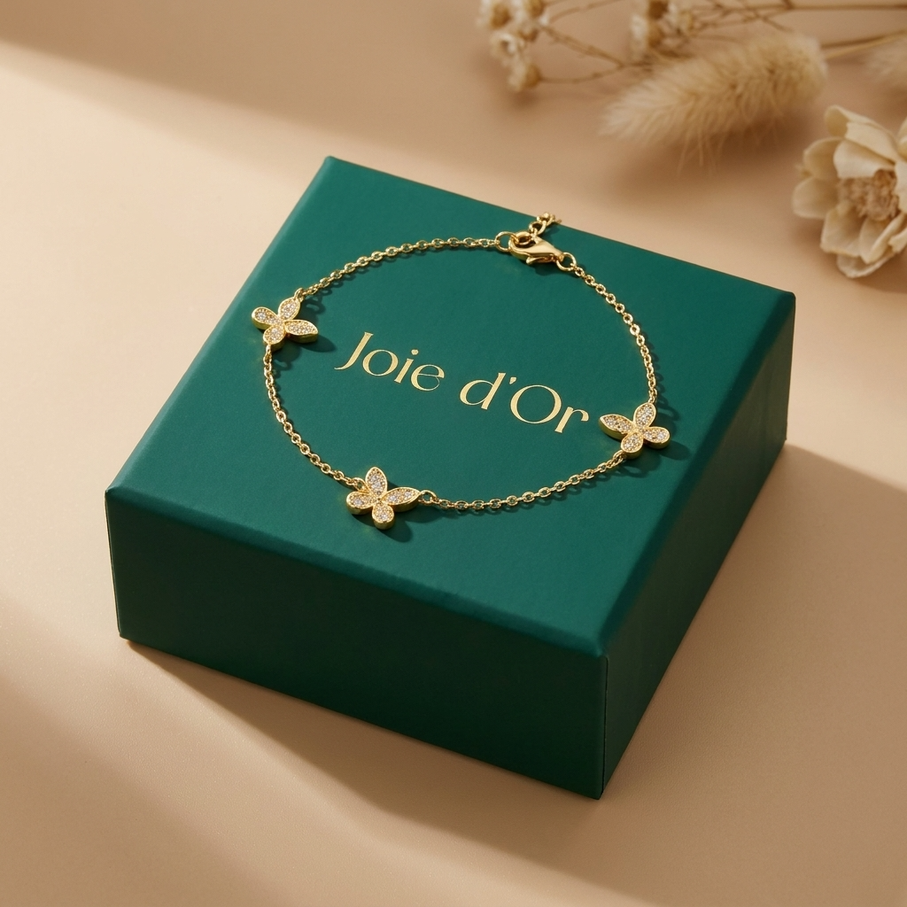 Élodie Butterfly Bracelet with Pavé CZ Stones