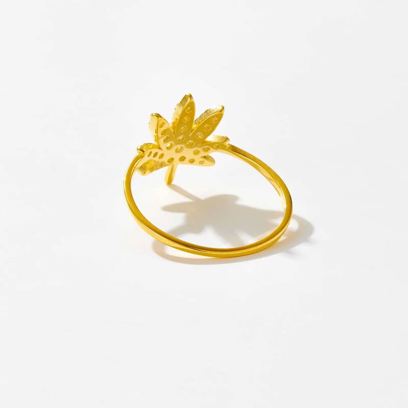 Lydia Crystal Leaf Ring in 14K Gold Finish with Premium Zircon Stones