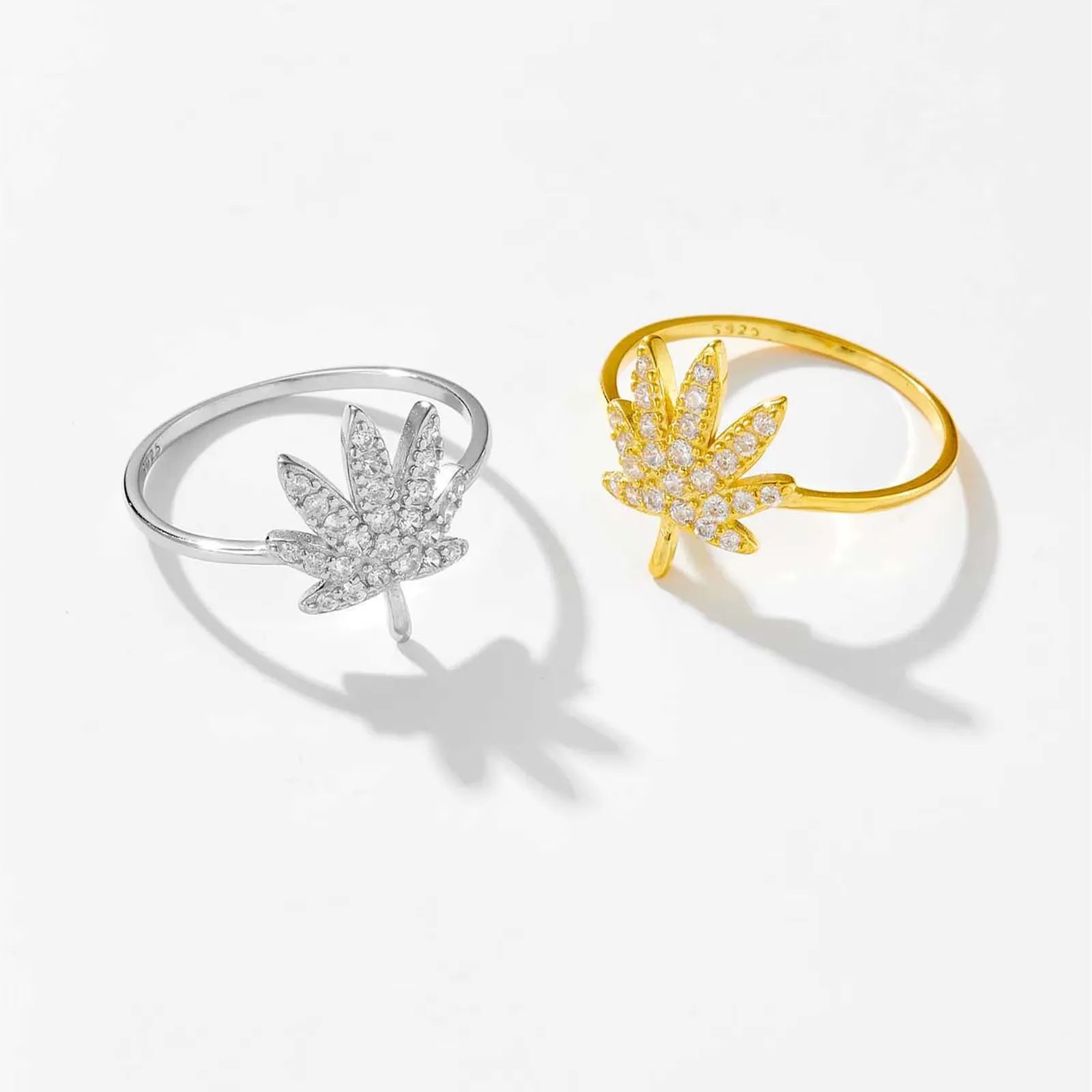 Lydia Crystal Leaf Ring in 14K Gold Finish with Premium Zircon Stones