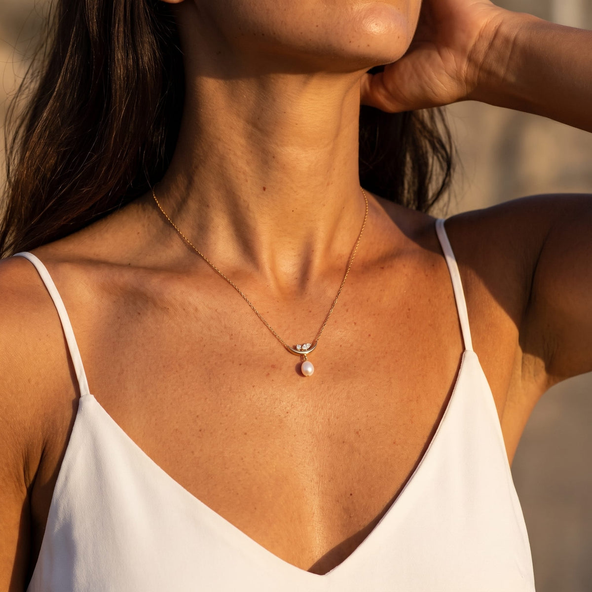 Crescent Pearl Pendant